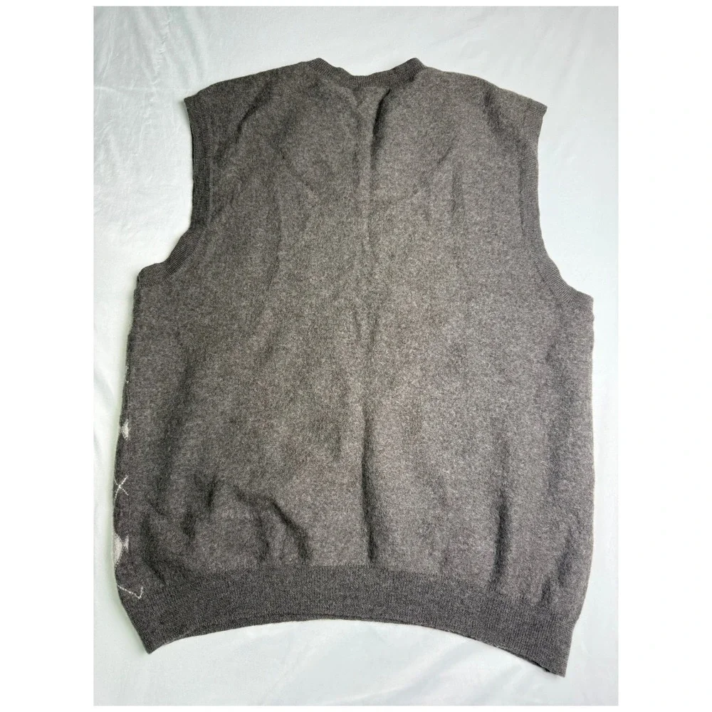 Banana Republic Mens Small Argyle Sweater Vest 100% Extra Fine‎ Merino Wool Gray